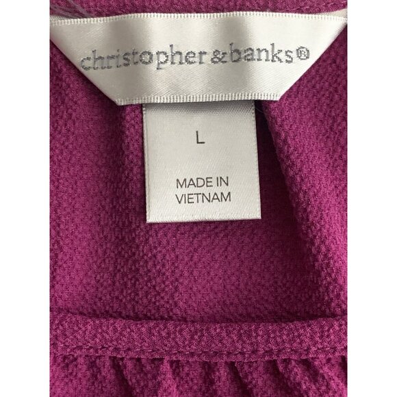 Christopher & Banks Womens Fuchsia Blouse With Button Detail & Tie Sleeves Large - Picture 11 of 12